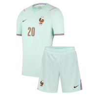 Camiseta Francia Desire Doue #20 Segunda Equipación Replica Mundial 2026 para niños mangas cortas (+ Pantalones cortos)